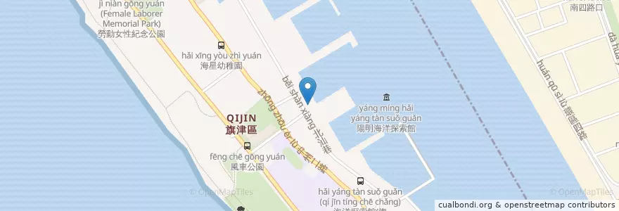 Mapa de ubicacion de 萬二小吃店 en Taïwan, Kaohsiung, 旗津區.