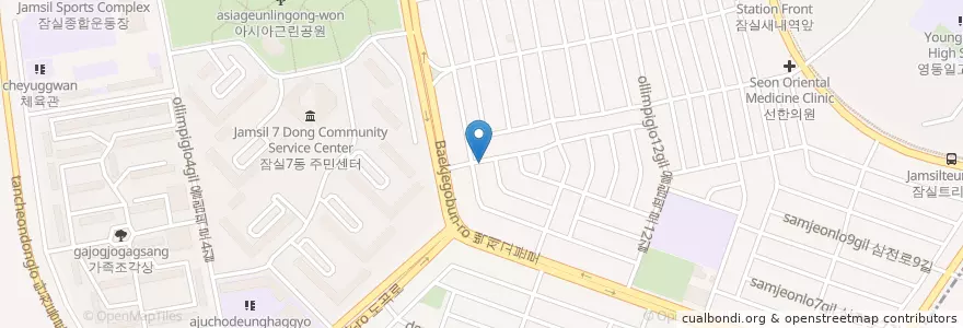 Mapa de ubicacion de 양무리어린이집 en Coreia Do Sul, Seul, 송파구, 잠실본동.