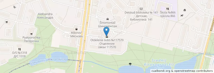 Mapa de ubicacion de Отделение связи №117570 en Russia, Central Federal District, Moscow, Southern Administrative Okrug, Chertanovo Tsentralnoye District.
