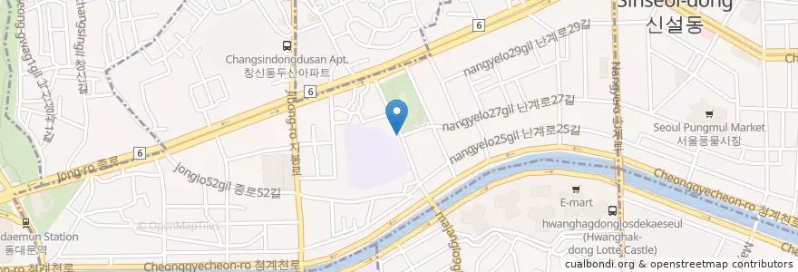 Mapa de ubicacion de 미소식당 en کره جنوبی, سئول, 종로구, 숭인2동.