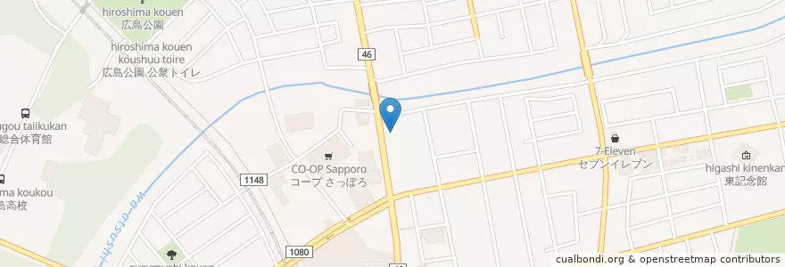 Mapa de ubicacion de 北広島元町郵便局 en 日本, 北海道, 石狩振興局, 北広島市.
