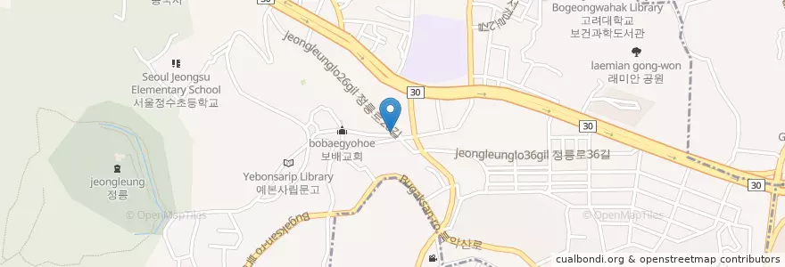 Mapa de ubicacion de 우리집 양념통닭 en Corée Du Sud, Séoul, 성북구.