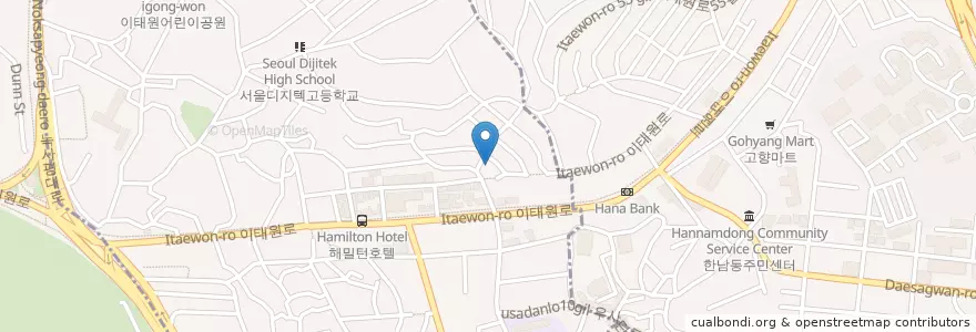 Mapa de ubicacion de 삼성어린이집 en Corea Del Sur, Seúl, 용산구, 이태원1동.