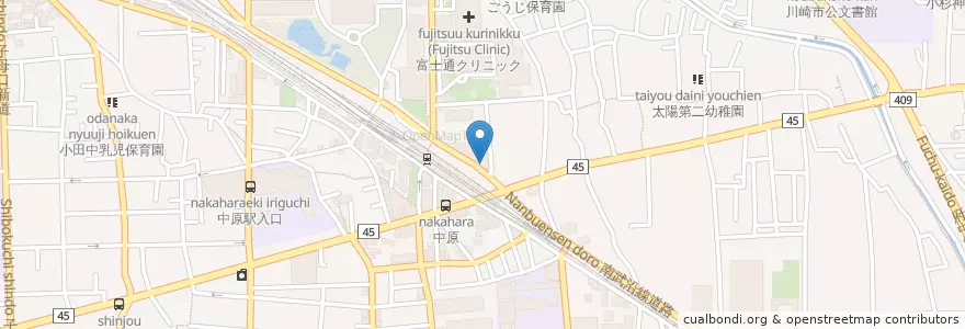 Mapa de ubicacion de 中原警察署武蔵中原駅前交番 en Japón, Prefectura De Kanagawa, Kawasaki, 中原区.