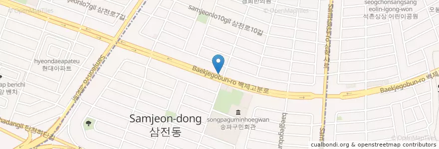 Mapa de ubicacion de 서울광명의원 en Zuid-Korea, Seoel, 송파구, 삼전동.