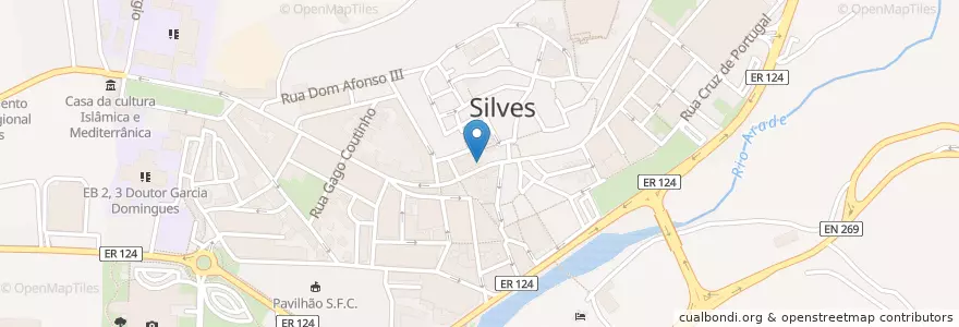 Mapa de ubicacion de Snack Bar J.R. en پرتغال, Algarve, Algarve, فارو, سیلوس, سیلوس.