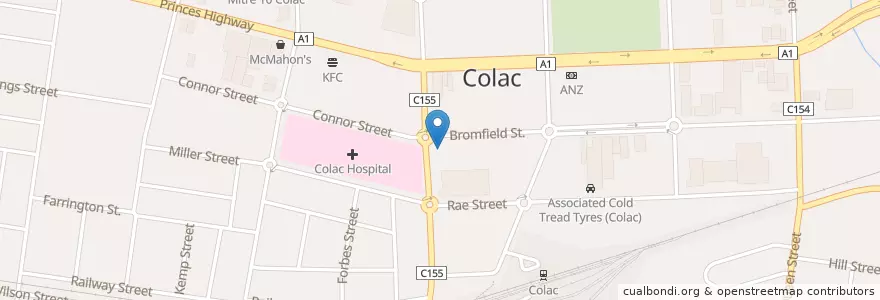 Mapa de ubicacion de Caltex en Australia, Victoria, Shire Of Colac Otway.