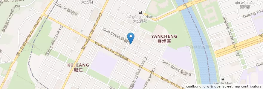 Mapa de ubicacion de 美美早點 en تایوان, کائوهسیونگ, 鹽埕區.