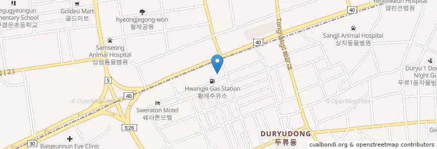 Mapa de ubicacion de Starbucks en 大韓民国, 大邱, 西区, 達西区, 두류동.