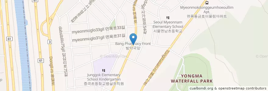Mapa de ubicacion de 피자애(6000원) en Südkorea, Seoul, 중랑구, 면목4동.