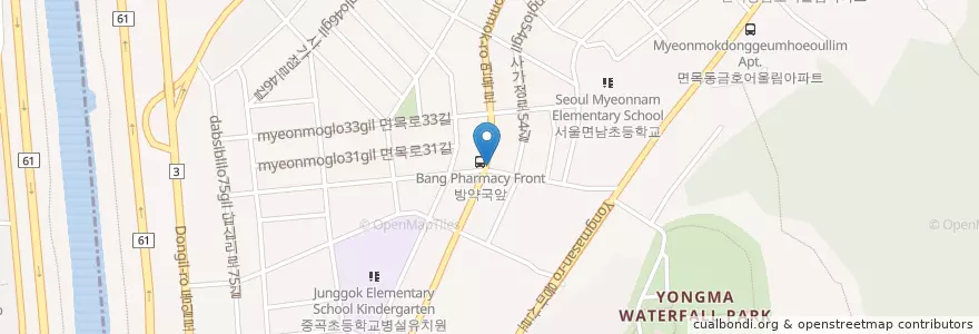 Mapa de ubicacion de 방약국 en Республика Корея, Сеул, 중랑구, 면목4동.