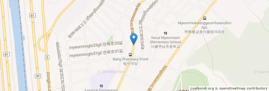 Mapa de ubicacion de 황진이 en Corea Del Sur, Seúl, 중랑구, 면목4동.