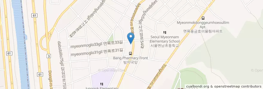 Mapa de ubicacion de 마장감자탕.족발 en 大韓民国, ソウル, 中浪区, 면목4동.