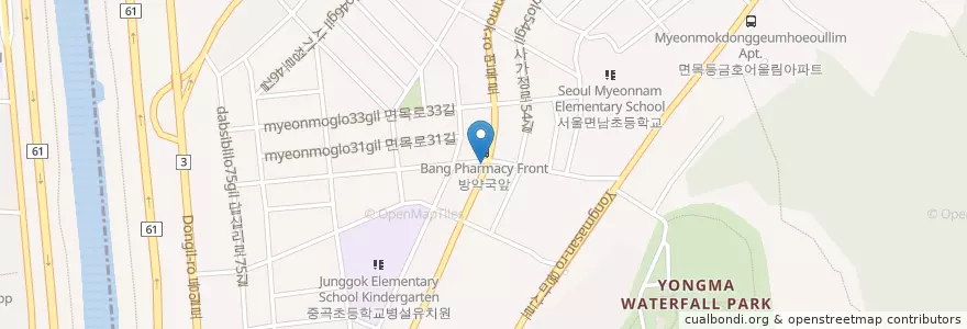 Mapa de ubicacion de 삼우약국 en Corea Del Sur, Seúl, 중랑구, 면목4동.