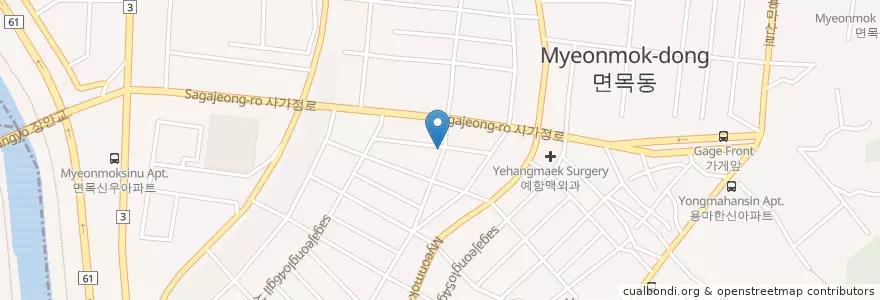 Mapa de ubicacion de 정육점식당 en Korea Selatan, 서울, 중랑구.