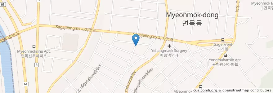 Mapa de ubicacion de 한우집 en Республика Корея, Сеул, 중랑구.