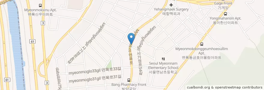 Mapa de ubicacion de 천외천(참나무장작구이) en South Korea, Seoul, Jungnang-Gu.