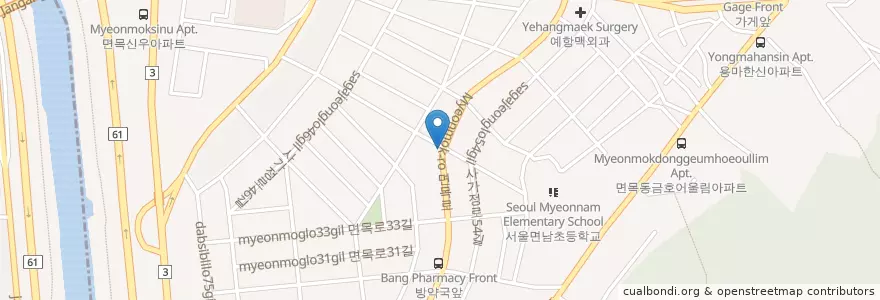 Mapa de ubicacion de 제일커피호프양주3F en Zuid-Korea, Seoel, 중랑구, 면목7동.