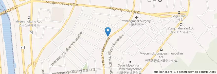 Mapa de ubicacion de 흥부왕족발                  모두랑7080라이브B1 en 대한민국, 서울, 중랑구.