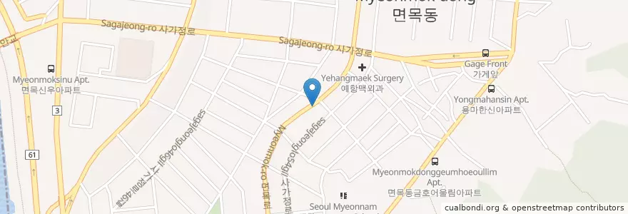 Mapa de ubicacion de 옹골찬아구동태해물찜탕24시 en Республика Корея, Сеул, 중랑구.