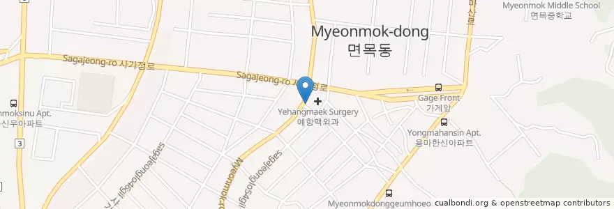 Mapa de ubicacion de 한강룸유흥주점 en Güney Kore, Seul, 중랑구.