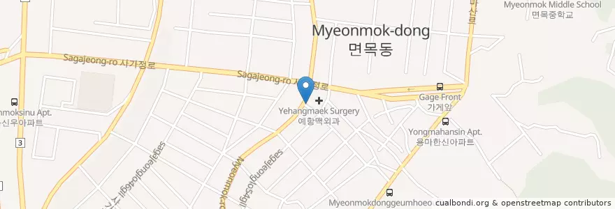 Mapa de ubicacion de 한강룸유흥주점 en Corea Del Sur, Seúl, 중랑구.