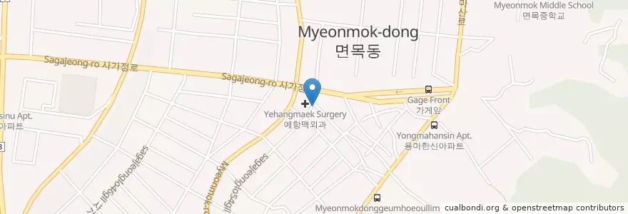 Mapa de ubicacion de 할매순대국소머리국밥24시간 en کره جنوبی, سئول, 중랑구.