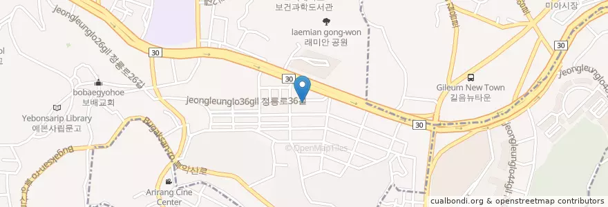 Mapa de ubicacion de 술이술술포차 en Korea Selatan, 서울, 성북구, 정릉1동.