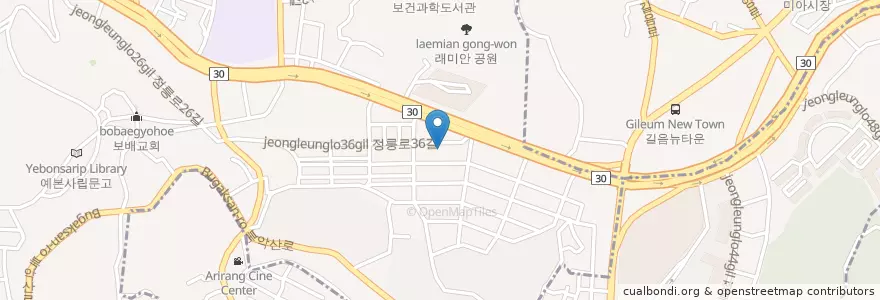 Mapa de ubicacion de 전주숯불갈비 en Coreia Do Sul, Seul, 성북구, 정릉1동.