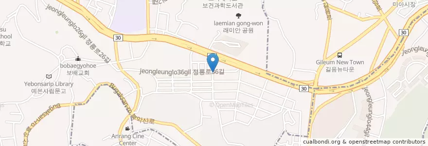 Mapa de ubicacion de 형제보신원 en 대한민국, 서울, 성북구, 정릉1동.
