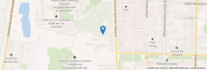 Mapa de ubicacion de Научная библиотека ТГУ en ロシア, シベリア連邦管区, トムスク州, トムスク地区, トムスク管区.