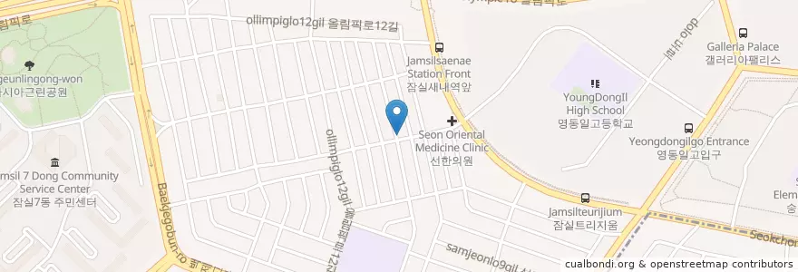 Mapa de ubicacion de 새마을시장 en کره جنوبی, سئول, 송파구, 잠실본동.