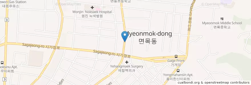 Mapa de ubicacion de 두끼2F(즉석떡볶이무한리필) en Korea Selatan, 서울, 중랑구, 면목3·8동.