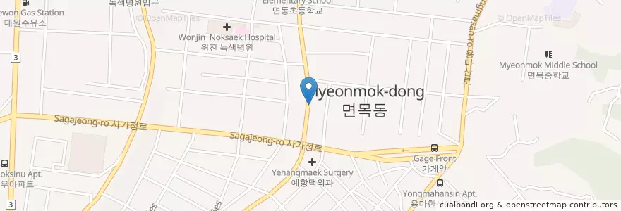 Mapa de ubicacion de MG새마을금고 en 대한민국, 서울, 중랑구, 면목3·8동.