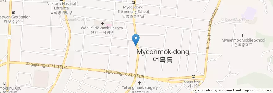 Mapa de ubicacion de 코인노래방2F en Corée Du Sud, Séoul, 중랑구, 면목3·8동.