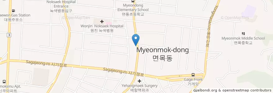 Mapa de ubicacion de 홍콩반점2F en Korea Selatan, 서울, 중랑구, 면목3·8동.