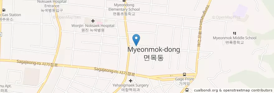 Mapa de ubicacion de 포마토김밥 en 大韓民国, ソウル, 中浪区, 면목3·8동.