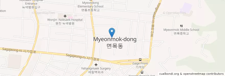 Mapa de ubicacion de 신전떡볶이 en Corea Del Sud, Seul, 중랑구, 면목3·8동.