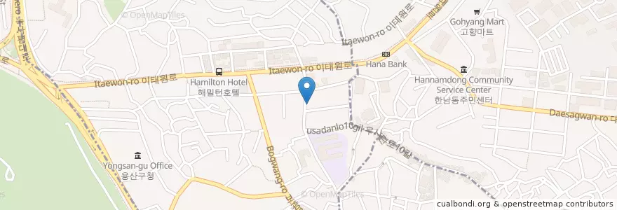 Mapa de ubicacion de 킹클럽 en Südkorea, Seoul, 용산구, 이태원1동.