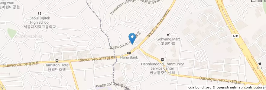 Mapa de ubicacion de 메이드 en 대한민국, 서울, 용산구, 한남동.