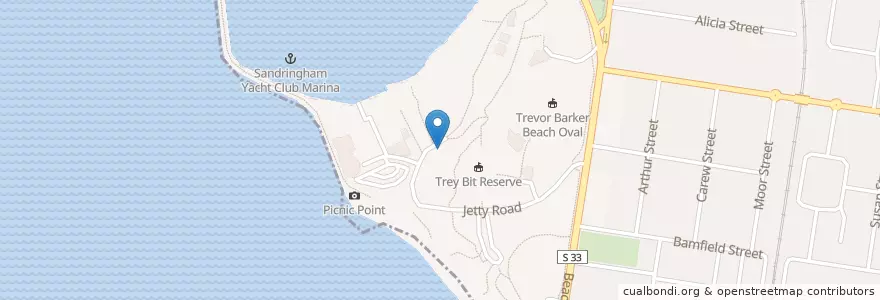 Mapa de ubicacion de Sandy Beach HQ & Kiosk en Австралия, Виктория, City Of Bayside.
