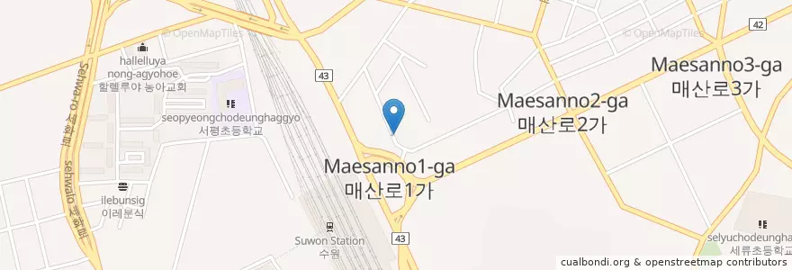 Mapa de ubicacion de 뼈나라감자탕.24h en کره جنوبی, گیونگی-دو, 수원시.
