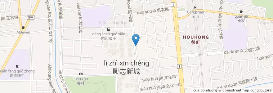 Mapa de ubicacion de 美而美 en Taiwan, Kaohsiung, Gangshan.