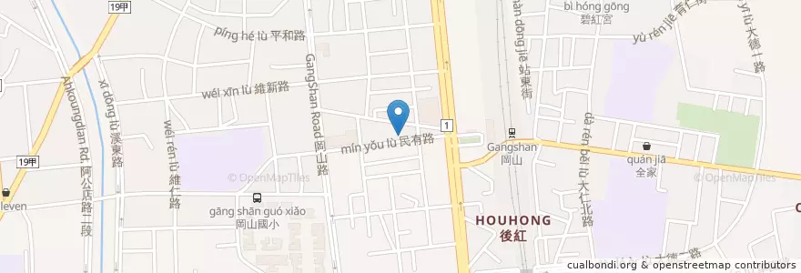 Mapa de ubicacion de 圓豆咖啡 en تايوان, كاوهسيونغ, 岡山區.
