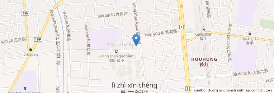 Mapa de ubicacion de 早安！美之城 en 台湾, 高雄市, 岡山区.