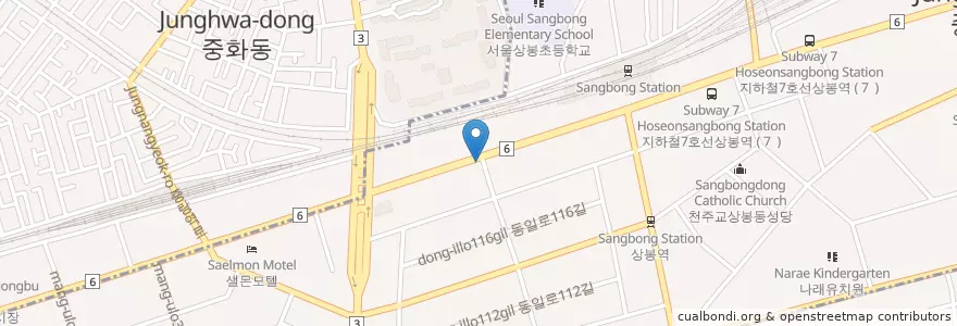 Mapa de ubicacion de 롯데리아.24h en Corée Du Sud, Séoul, 중랑구, 상봉2동.