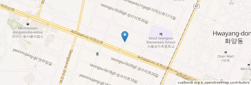 Mapa de ubicacion de 서산식당2F                    저렴한한식뷔폐 en Республика Корея, Сеул, 성동구, 성수2가3동.