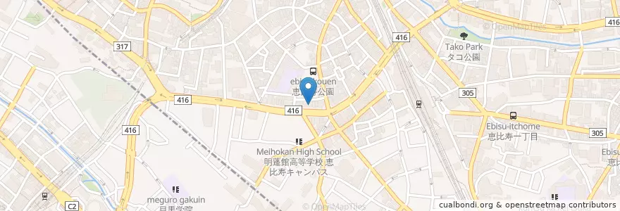 Mapa de ubicacion de 救世軍渋谷小隊 en Japan, Tokio, 目黒区.