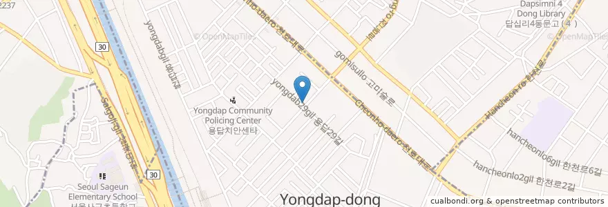 Mapa de ubicacion de 서울빛치과3F                 야스미2F en Corée Du Sud, Séoul, 성동구, 용답동.