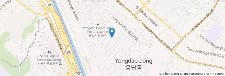 Mapa de ubicacion de 만땅(양꼬치무한리필)                  olleh en 대한민국, 서울, 성동구, 용답동.